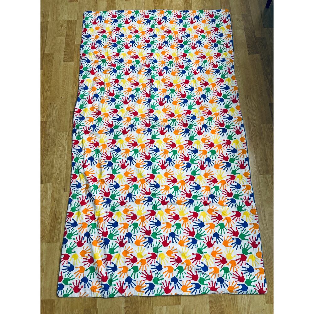 Handmade Project Linus Colorful Hands Baby Crib Quilt Blanket 66” x 38”